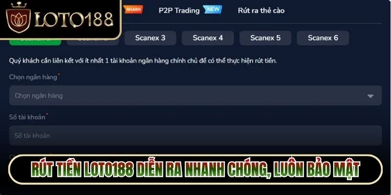 Rút tiền Loto188 diễn ra nhanh chóng, luôn bảo mật tuyệt đối