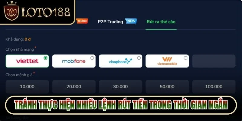 Tránh thực hiện nhiều lệnh rút tiền liên tiếp trong thời gian ngắn